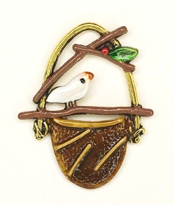Bird on Basket - White